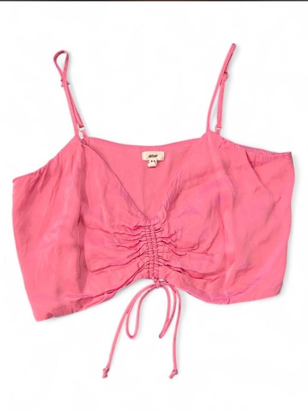 aerie Pink Ruched Drawstring Cami